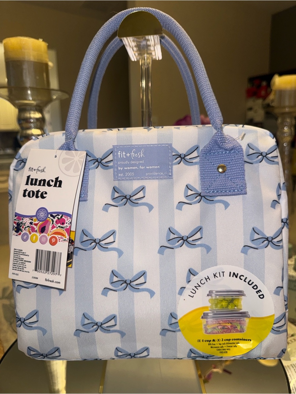 Blue Bow Lunch Tote